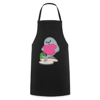 Seal Heart - Cooking Apron - black - Front - AI Model Male 185 dark (185cm)