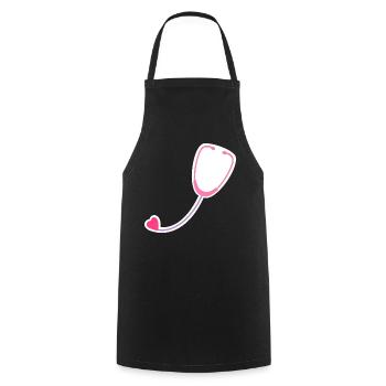 Coloured stethoscope - Cooking Apron - black - Front - AI Model Male 185 dark (185cm)