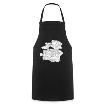 Poissons dans l'océan liberté dessin noir et blanc - Tablier de cuisine - noir - Devant - AI Model Male 185 dark (185cm)