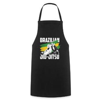 Brazilian Jiu-Jitsu Fighter Motif - Cooking Apron - black - Front - AI Model Male 185 dark (185cm)