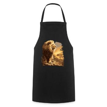 Lion Löwen Löwe - Kochschürze - Schwarz - Vorne - AI Model Male 185 dark (185cm)