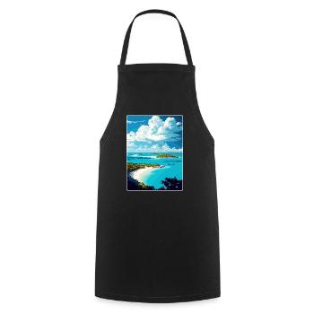 Barbuda Caribbean Travel Poster Souvenir Paint WPA - Cooking Apron - black - Front - AI Model Male 185 dark (185cm)