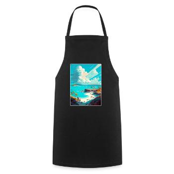 Exuma Karibik Reise Poster Souvenir Farbe WPA - Kochschürze - Schwarz - Vorne - AI Model Male 185 dark (185cm)