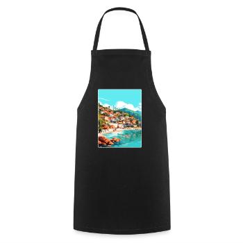 Yelapa Travel Poster Souvenir Postcard Painting - Cooking Apron - black - Front - AI Model Male 185 dark (185cm)