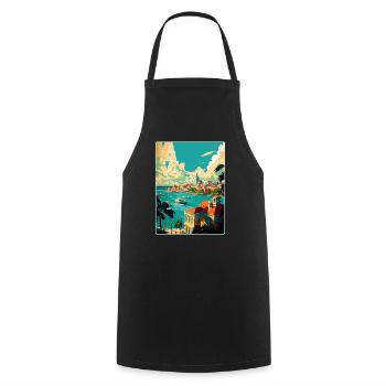 Nassau Caribbean Travel Poster Souvenir Paint WPA - Cooking Apron - black - Front - AI Model Male 185 dark (185cm)
