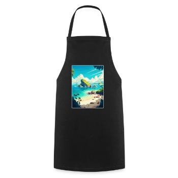 Bali Indonésie Voyage Affiche Souvenir Peinture WPA - Tablier de cuisine - noir - Devant - AI Model Male 185 dark (185cm)