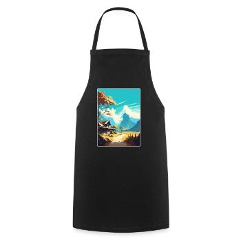 Pai Thailand Thailändische Inseln Reise Poster Farbe WPA - Kochschürze - Schwarz - Vorne - AI Model Male 185 dark (185cm)