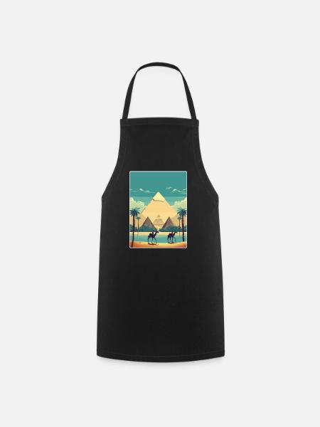 Le Caire, Égypte, Grandes Pyramides De Gizeh, Affiche De Voyage - Tablier de cuisine - noir