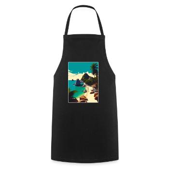 Ko Tao Thailand Thai Reise Poster Souvenir WPA - Kochschürze - Schwarz - Vorne - AI Model Male 185 dark (185cm)