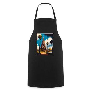 Ayutthaya Thailand Travel Poster Souvenir Painting - Cooking Apron - black - Front - AI Model Male 185 dark (185cm)
