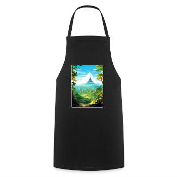 Bali Indonésie Voyage Affiche Souvenir Peinture WPA - Tablier de cuisine - noir - Devant - AI Model Male 185 dark (185cm)