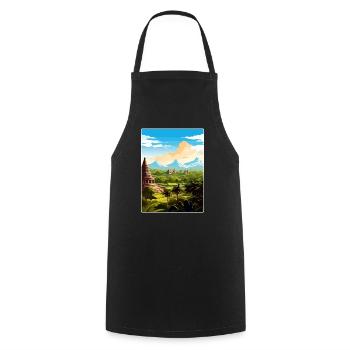 Bali Indonésie Voyage Affiche Souvenir Peinture WPA - Tablier de cuisine - noir - Devant - AI Model Male 185 dark (185cm)