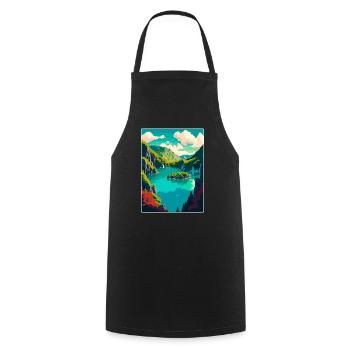 Plitvice Lake National Park Croatia Travel Poster - Cooking Apron - black - Front - AI Model Male 185 dark (185cm)
