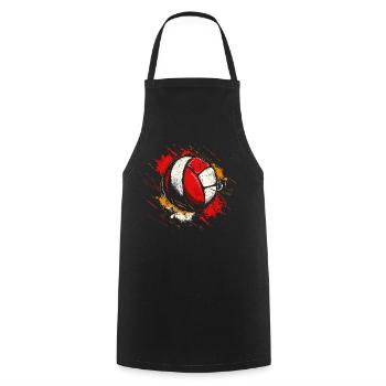 Volleyball Drawing - Cooking Apron - black - Front - AI Model Male 185 dark (185cm)