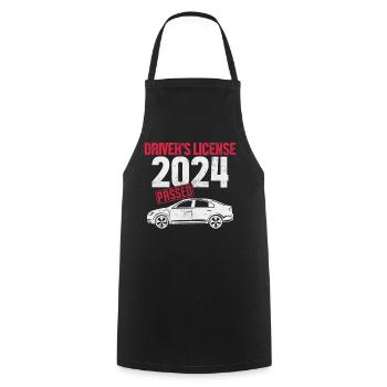 Driver's License 2024 Passed Funny Driving - Cooking Apron - black - Front - AI Model Male 185 dark (185cm)