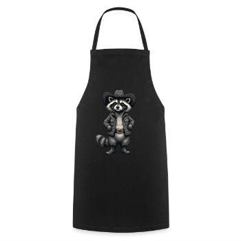 Raccoon, Cowboy, Western, Country - Cooking Apron - black - Front - AI Model Male 185 dark (185cm)