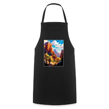 Zion Nationalpark Arizona Reise Poster Souvenir - Kochschürze - Schwarz - Vorne - AI Model Male 185 dark (185cm)