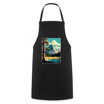 Yosemite Tuolumne Meadows Travel Poster Souvenir - Cooking Apron - black - Front - AI Model Male 185 dark (185cm)