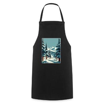 Park Ski Skifahren Reise Poster Souvenir Farbe WPA - Kochschürze - Schwarz - Vorne - AI Model Male 185 dark (185cm)