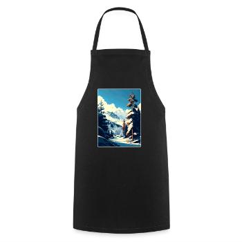 Courchevel Ski Skiing Travel Poster Souvenir WPA - Cooking Apron - black - Front - AI Model Male 185 dark (185cm)