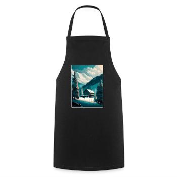 St Anton Ski Skifahren Vintage Reise Poster Souvenir - Kochschürze - Schwarz - Vorne - AI Model Male 185 dark (185cm)