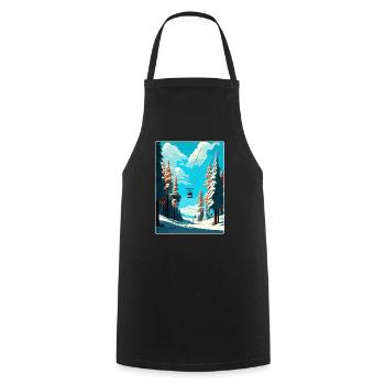 Méribel Ski Ski Voyage Affiche Peinture Souvenir WP - Tablier de cuisine - noir - Devant - AI Model Male 185 dark (185cm)