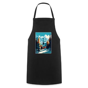 Les Arcs Ski Skiing Vintage Travel Poster Souvenir - Cooking Apron - black - Front - AI Model Male 185 dark (185cm)