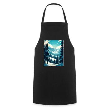 Verbier Ski Ski Voyage Affiche Peinture Souvenir WP - Tablier de cuisine - noir - Devant - AI Model Male 185 dark (185cm)
