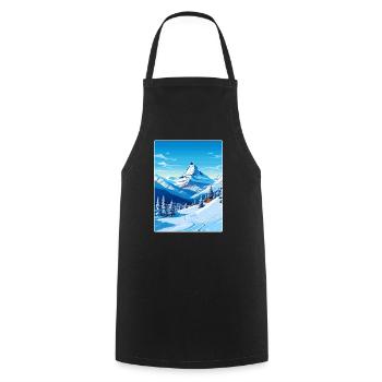 Zermatt Ski Ski Affiche de voyage Peinture souvenir WP - Tablier de cuisine - noir - Devant - AI Model Male 185 dark (185cm)
