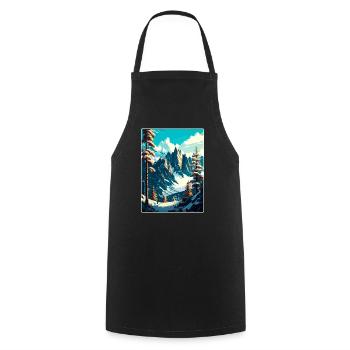 Chamonix Ski Skiing Vintage Travel Poster Souvenir - Cooking Apron - black - Front - AI Model Male 185 dark (185cm)