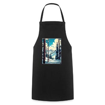 Aspen Ski Skifahren Reise Poster Souvenir Farbe WPA - Kochschürze - Schwarz - Vorne - AI Model Male 185 dark (185cm)