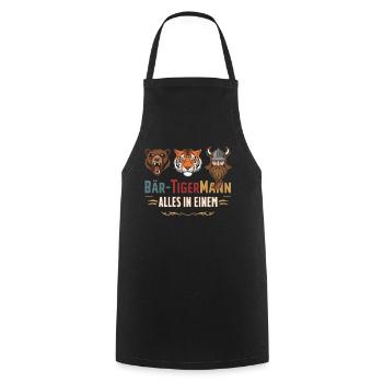 Bear, tiger, man – all in one powerful look - Cooking Apron - black - Front - AI Model Male 185 dark (185cm)