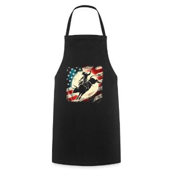 Rodeo, Cowboy, Western, Bull, Bull, USA Flag - Cooking Apron - black - Front - AI Model Male 185 dark (185cm)