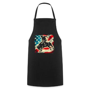 Rodeo, Cowboy, Western, Bull, Bull, USA Flag - Cooking Apron - black - Front - AI Model Male 185 dark (185cm)