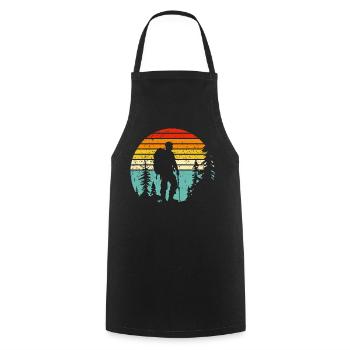 Hiker silhouette at retro bedtime - Cooking Apron - black - Front - AI Model Male 185 dark (185cm)