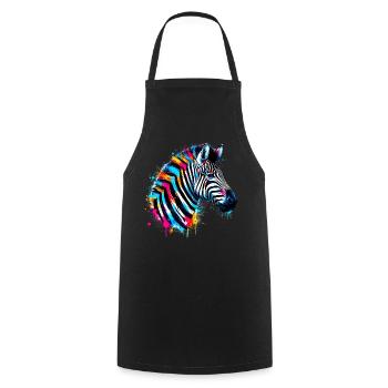 Zebra - Kochschürze - Schwarz - Vorne - AI Model Male 185 dark (185cm)