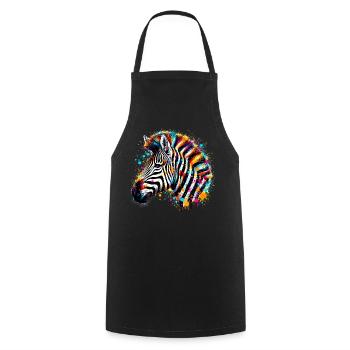 Zebra - Kochschürze - Schwarz - Vorne - AI Model Male 185 dark (185cm)