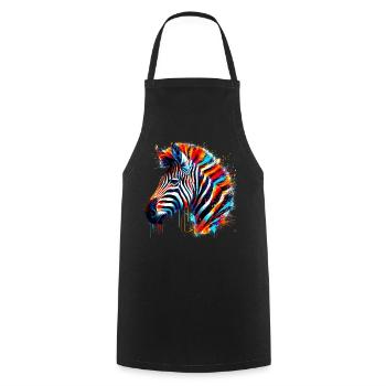 Zebra - Kochschürze - Schwarz - Vorne - AI Model Male 185 dark (185cm)