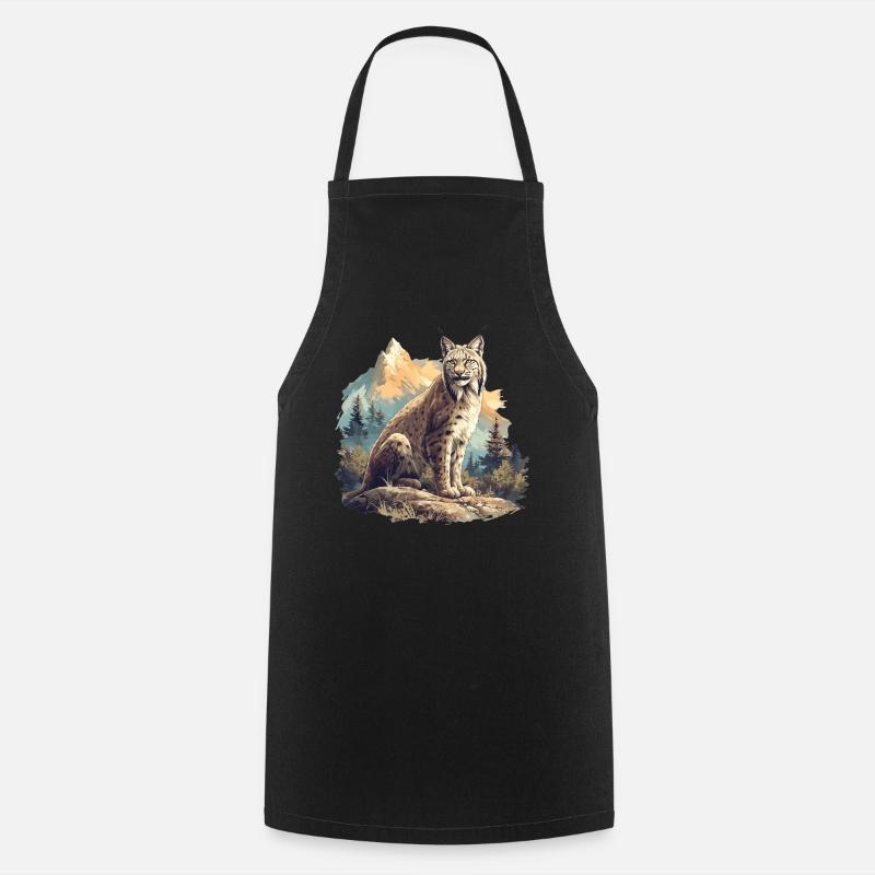 Lynx Luchse Luchs - Tablier de cuisine - noir