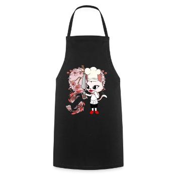 Asia Cat Kitten Cook Fish Japan Cooking - Cooking Apron - black - Front - AI Model Male 185 dark (185cm)