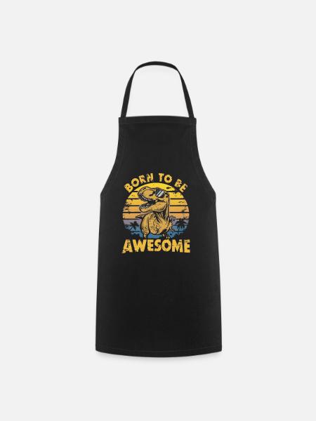 Born to Be Awesome Dinosaur Retro Look - Forklæde - sort