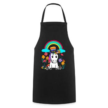 LGBT Regenbogen Einhorn Einhörner Pferd Pferde - Kochschürze - Schwarz - Vorne - AI Model Male 185 dark (185cm)