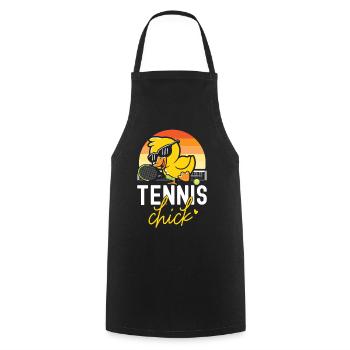 Funny Tennis Player Racket Chicken - Cooking Apron - black - Front - AI Model Male 185 dark (185cm)