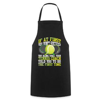 Funny Tennis Player Racket Coach - Kochschürze - Schwarz - Vorne - AI Model Male 185 dark (185cm)