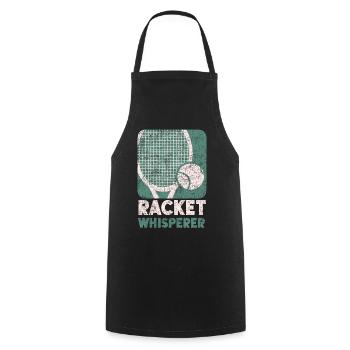 Drôle de joueur de tennis raquette jeu de mots - Tablier de cuisine - noir - Devant - AI Model Male 185 dark (185cm)