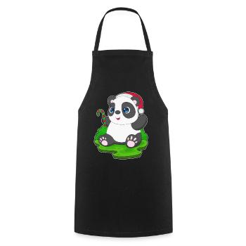 Panda Christmas Candy Cane - Cooking Apron - black - Front - AI Model Male 185 dark (185cm)