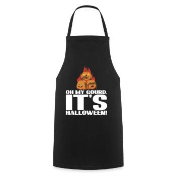 Oh My Gourd, It's Halloween Design - Cooking Apron - black - Front - AI Model Male 185 dark (185cm)