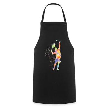 Raquette de joueur de tennis drôle - Tablier de cuisine - noir - Devant - AI Model Male 185 dark (185cm)