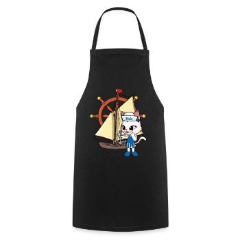 Cat Cats Sailing Ship Ships Steering Wheel - Cooking Apron - black - Front - AI Model Male 185 dark (185cm)