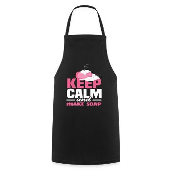 Garder son calme et fabriquer du savon - Tablier de cuisine - noir - Devant - AI Model Male 185 dark (185cm)